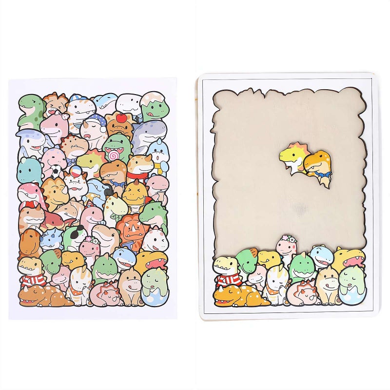 50-Piece Wooden Animal Puzzles,Irregular Wooden Puzzle (Cat/Dinosaur/Bear),Wood Toy Animal Puzzle,Cute Animal Cats Wood Puzzles,Premium Challenging Brain Teaser & Stress Relief Gift - Image 1